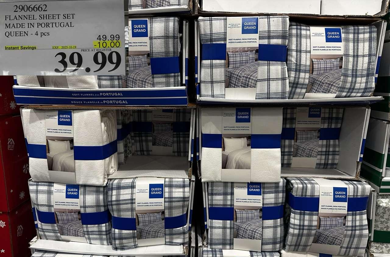 FLANNEL SHEET SET MADE IN PORTUGAL QUEEN 4PC - Costco Canada deal - Save $10.00 - Home and Kitchen