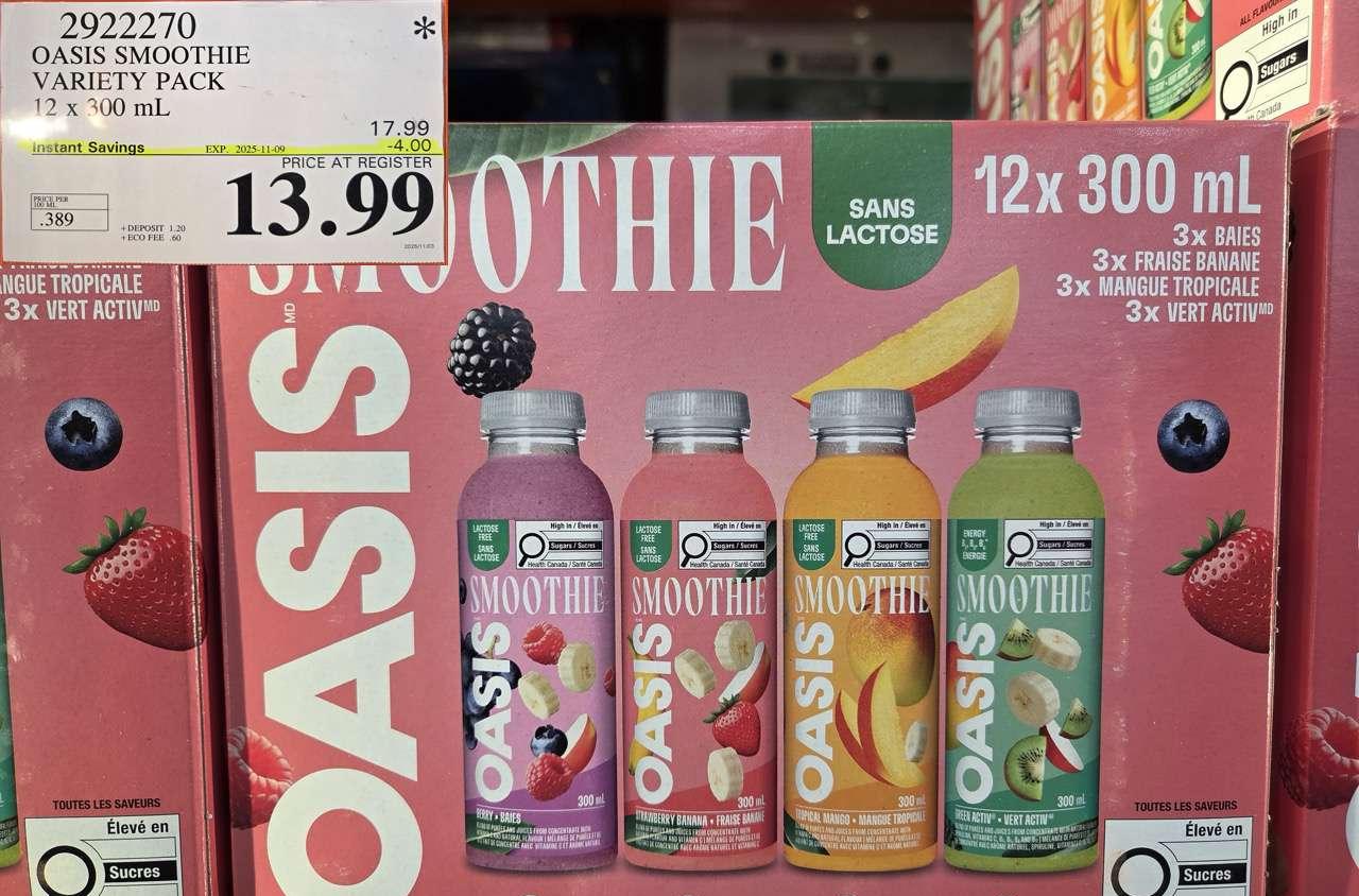 OASIS SMOOTHIE VARIETY PACK 12 X 300ML at Costco
