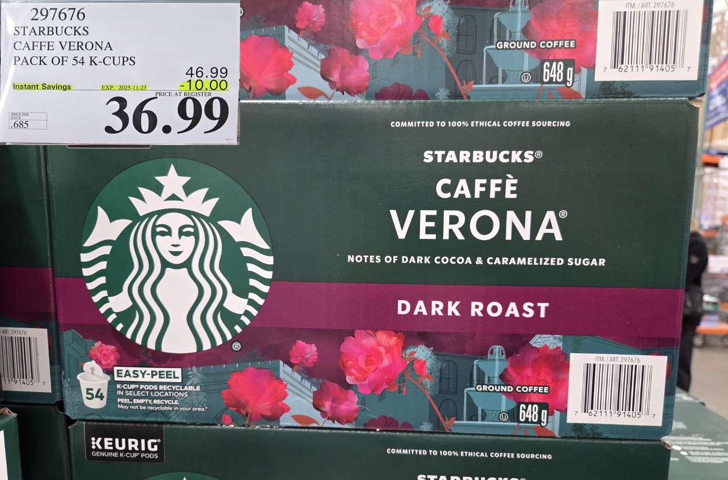 STARBUCKS CAFFE VERONA K-CUPS 54 COUNT at Costco