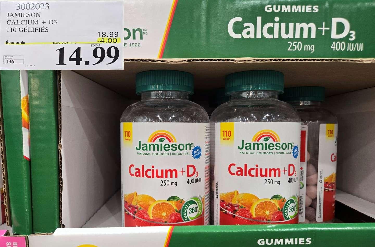JAMIESON  CALCIUM 250MG+D3  110 GELIFIES at Costco
