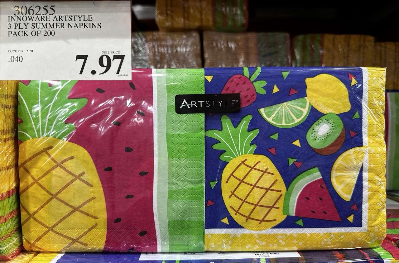 INNOWARE ARTSTYLE 3 PLY SUMMER NAPKINS PACK OF 200 at Costco