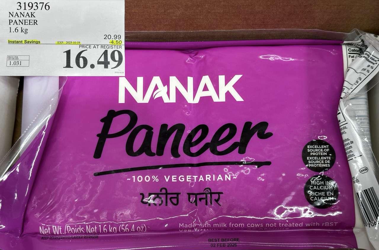 NANAK PANEER 1.6 kg - Costco Canada deal - Save $4.50 - Food & Beverage