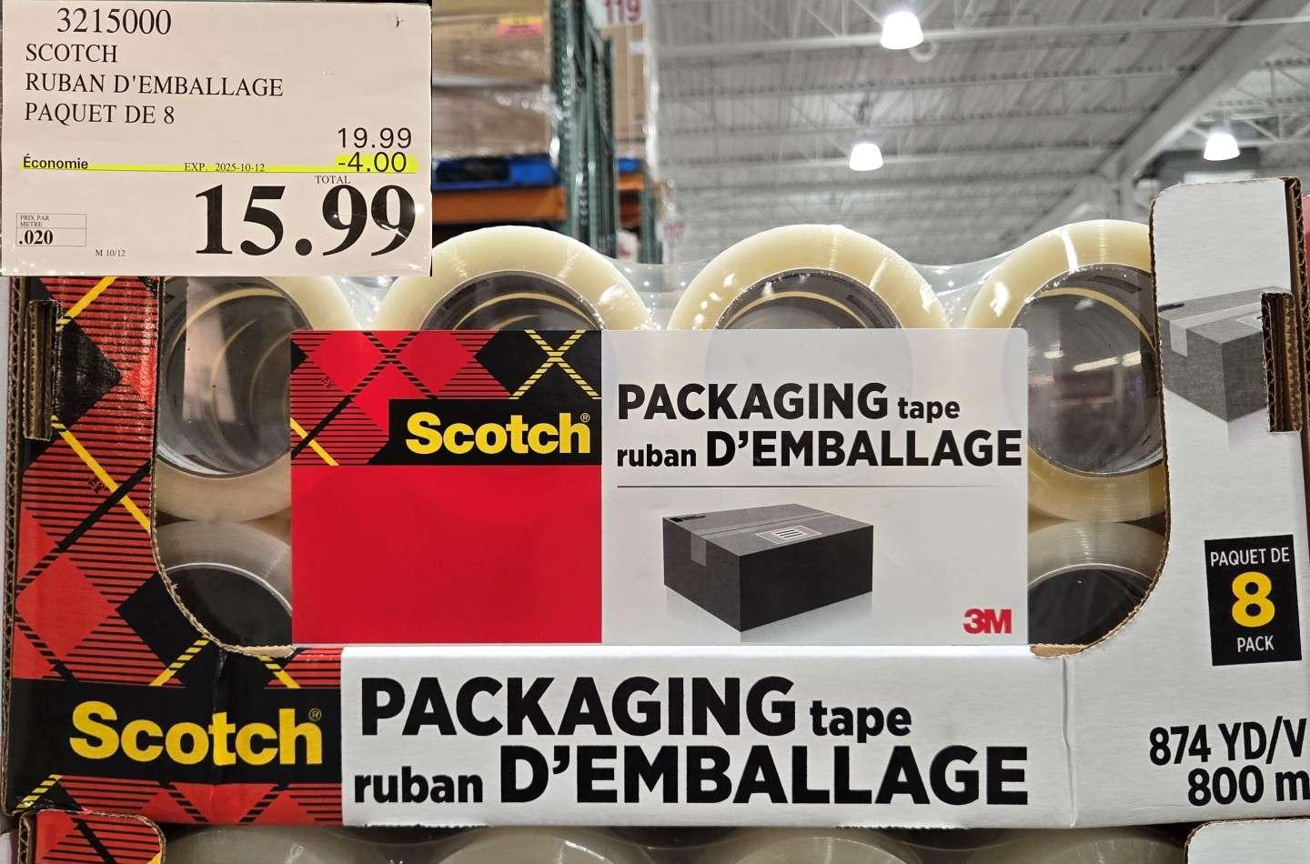 SCOTCH  RUBAN D'EMBALLAGE  48MMx100M PAQUET DE 8 at Costco