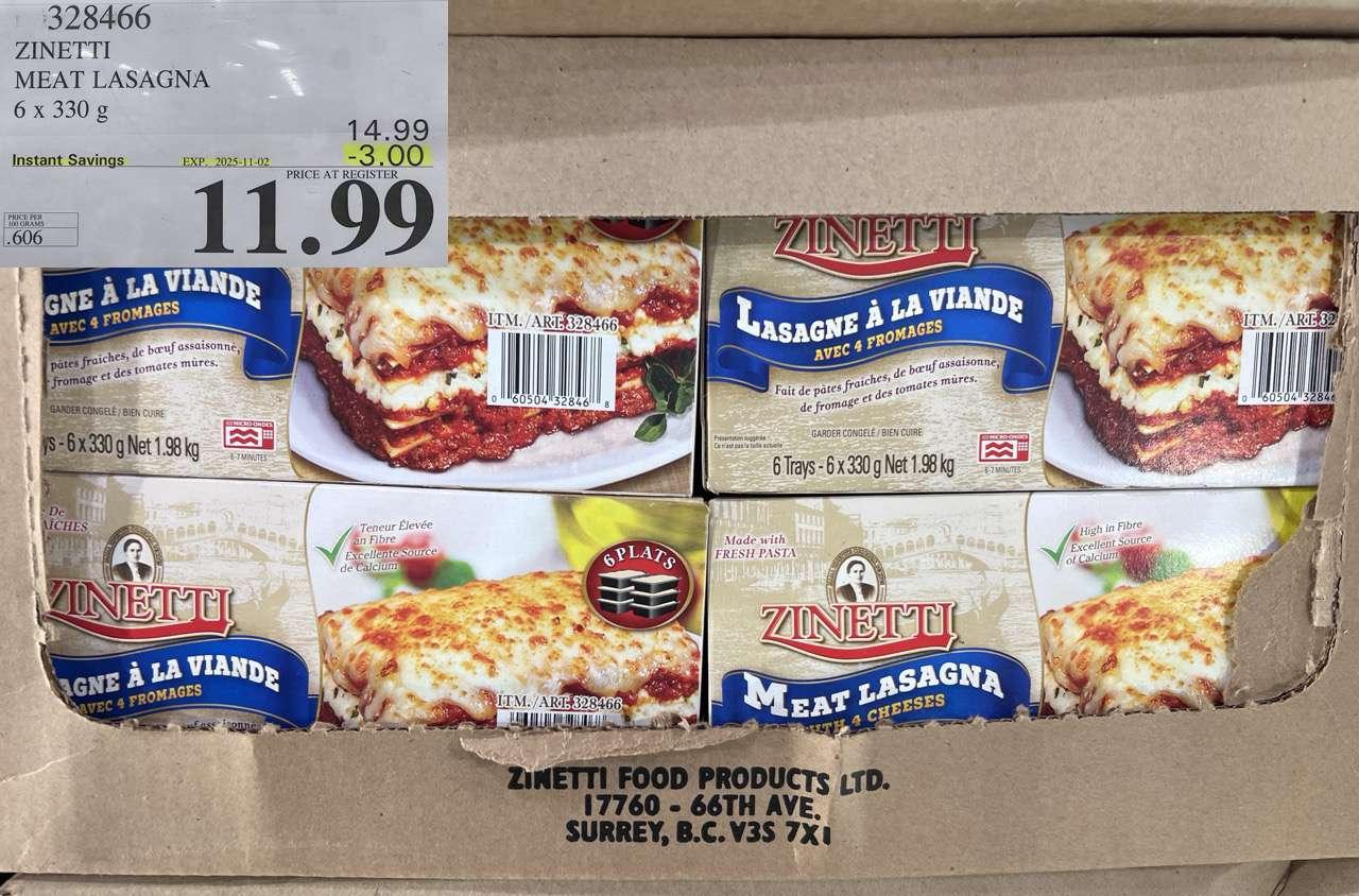ZINETTI MEAT LASAGNA 6 x 330 g at Costco