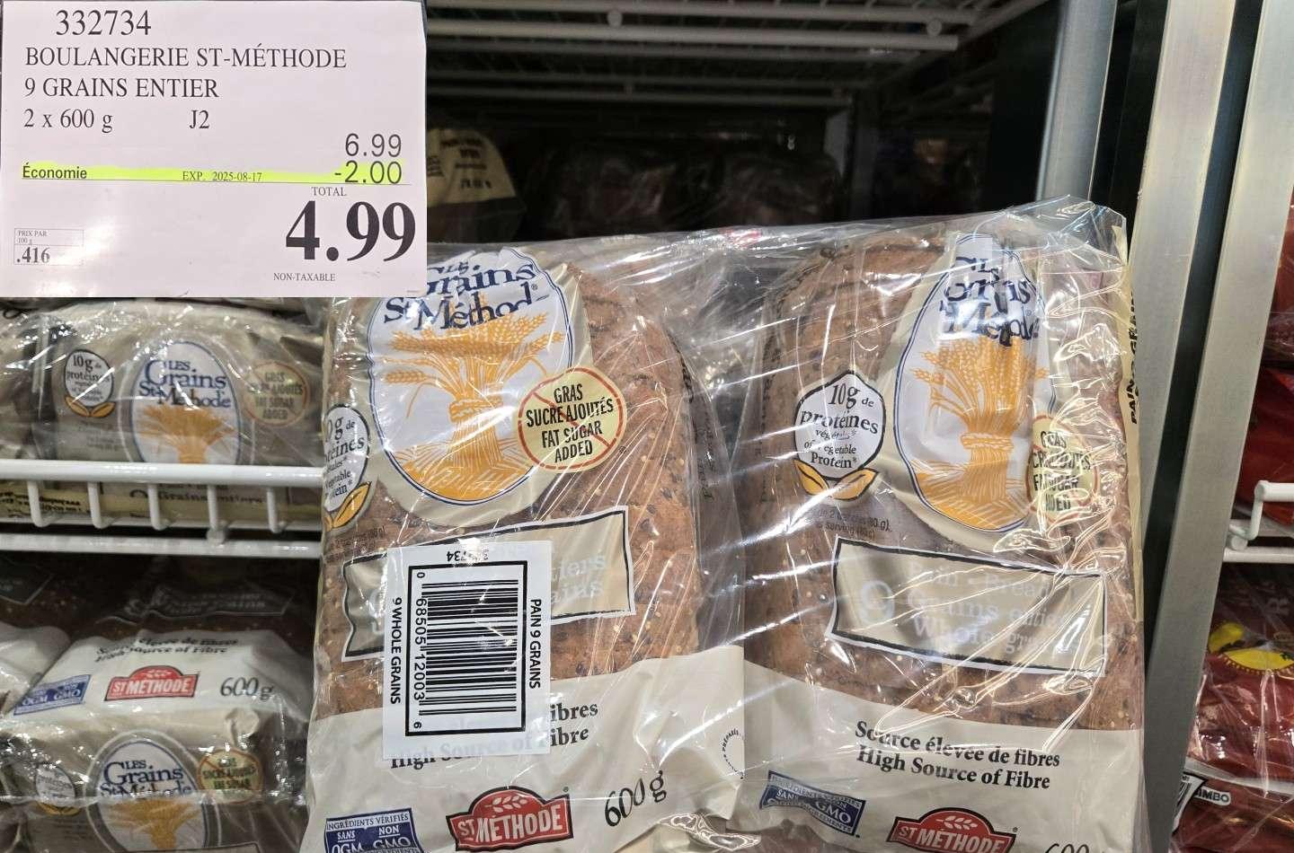 BOULANGERIE ST-METHODE 9 GRAINS ENTIER 2 x 600 g at Costco