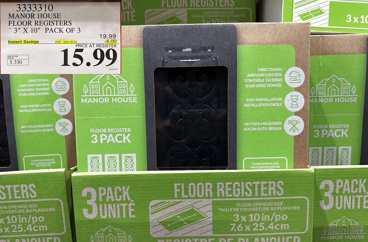 MANOR HOUSE FLOOR REGISTERS 3" X 10" PACK OF 3 at Costco