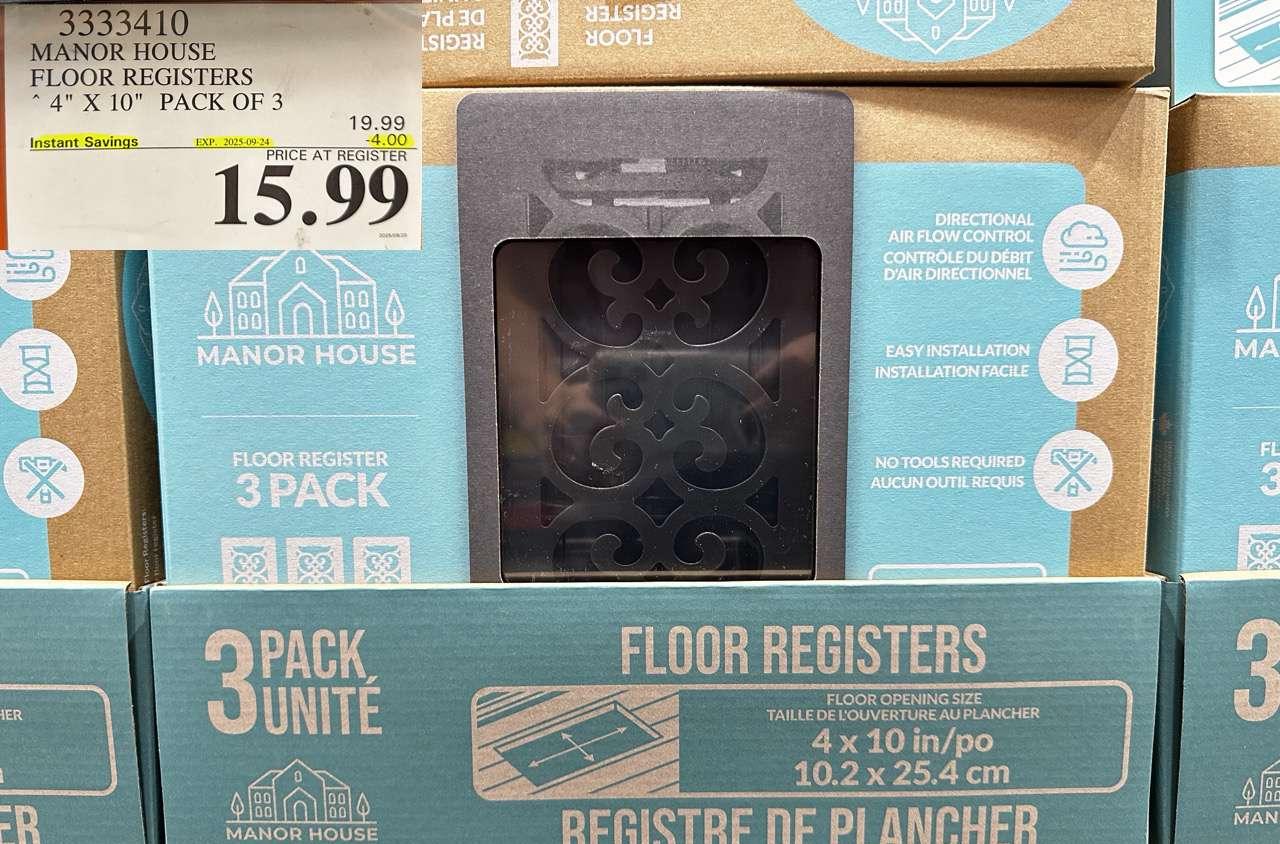MANOR HOUSE FLOOR REGISTERS 4" X 10" PACK OF 3 at Costco