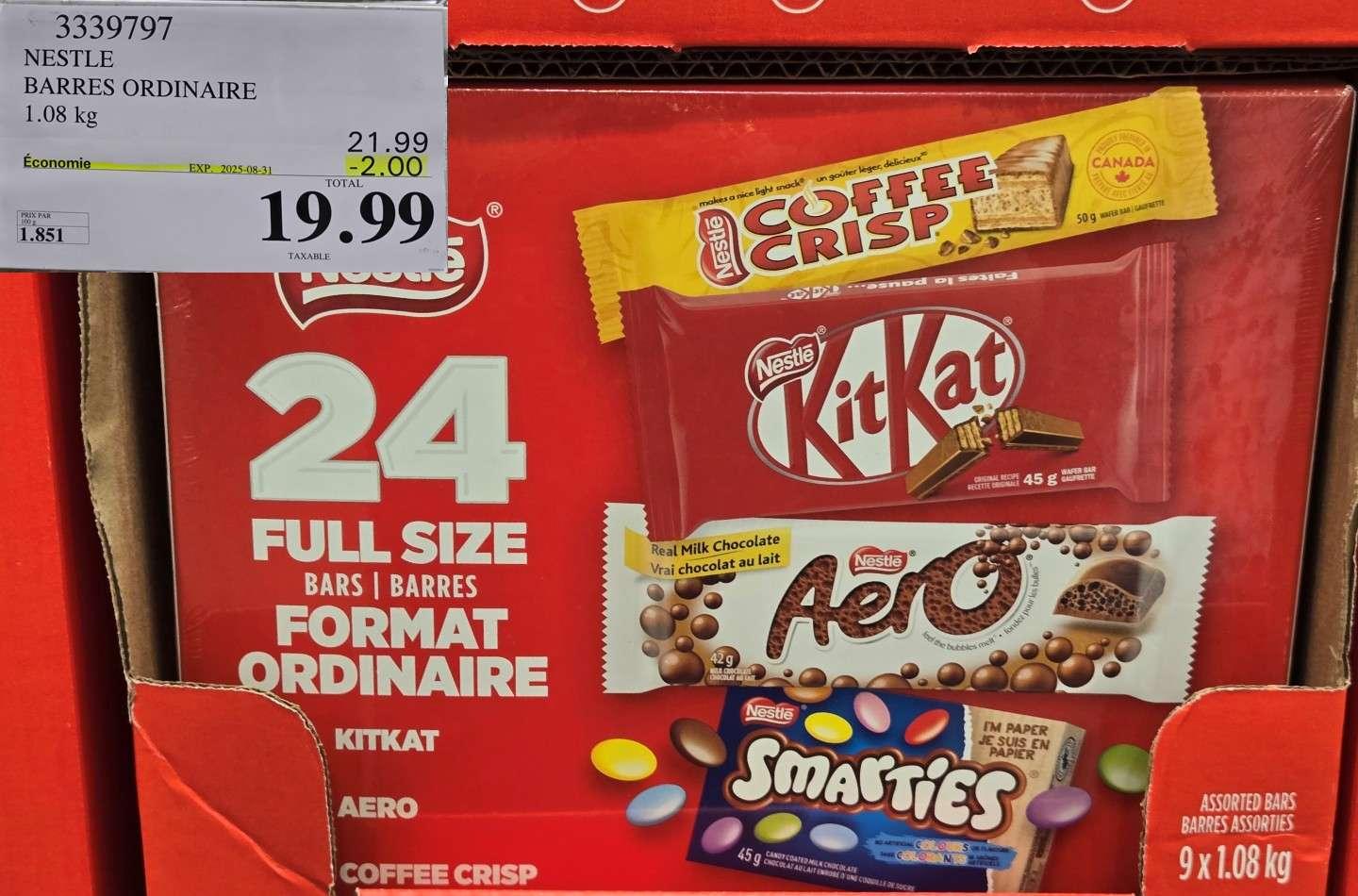 NESTLE  BARRES VARIEES PAQUET DE 24 at Costco