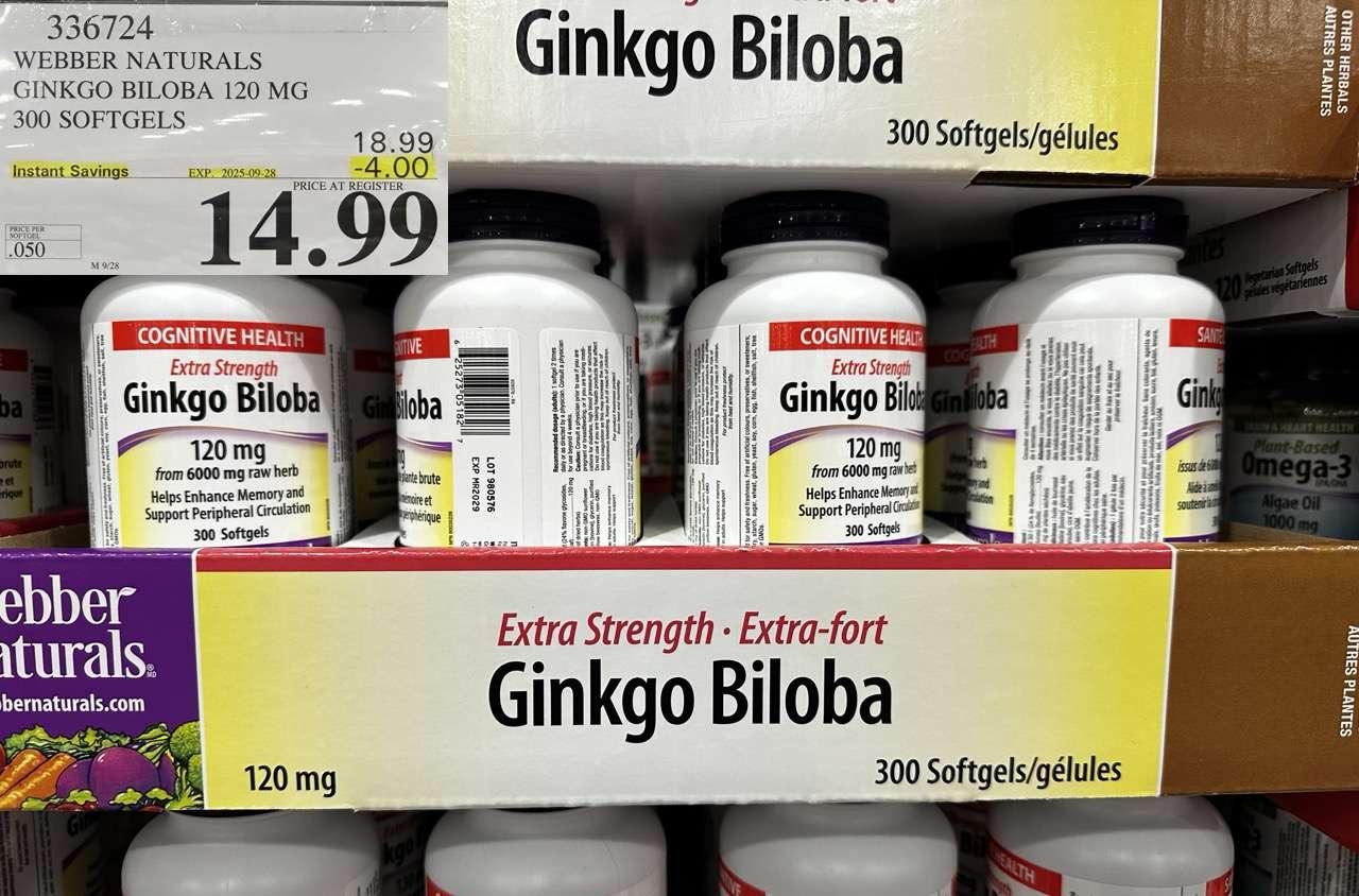 WEBBER NATURALS GINKGO BILOBA 120MG 300 SOFTGELS at Costco