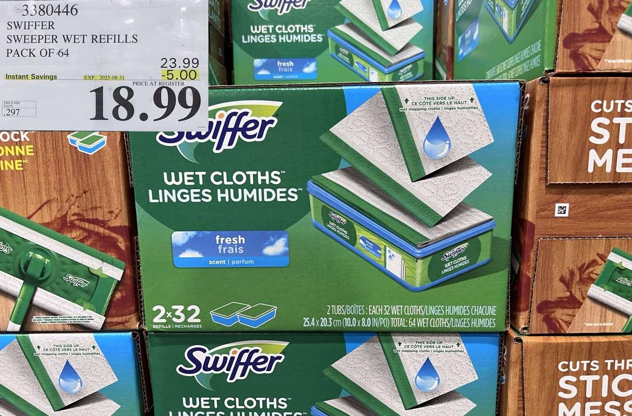 SWIFFER SWEEPER WET REFILLS PACK OF 64 at Costco