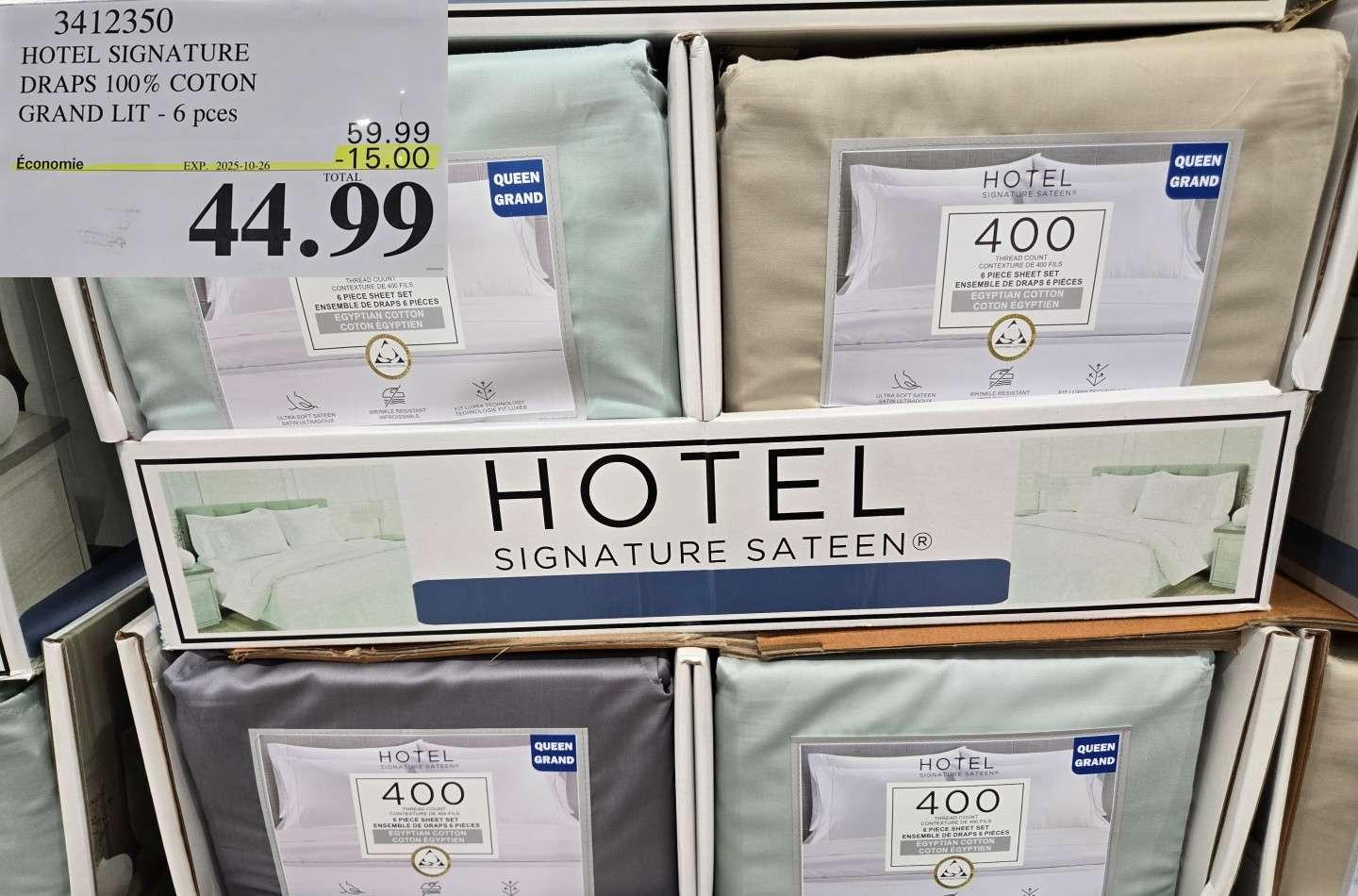 HOTEL SIGNATURE DRAPS 100% COTON GRAND LIT - 6 pces at Costco
