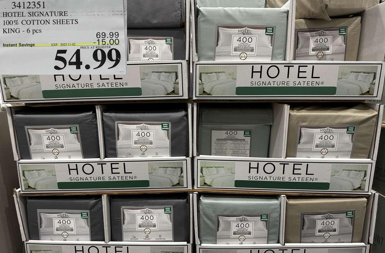 HOTEL SIGNATURE 400TC COTTON SHEETS KING 6PC at Costco