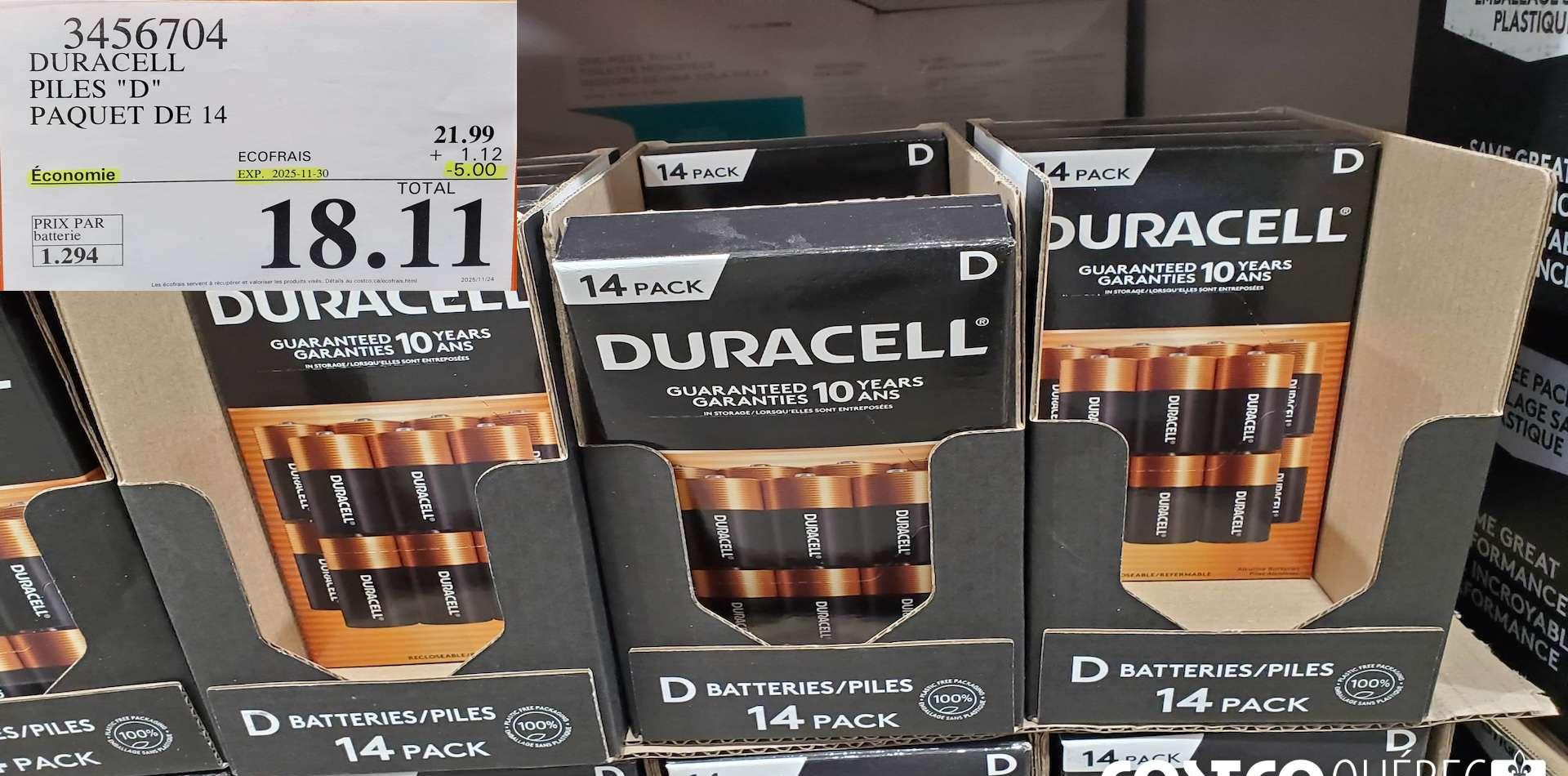 DURACELL PILES "D" PAQUET DE 14 at Costco