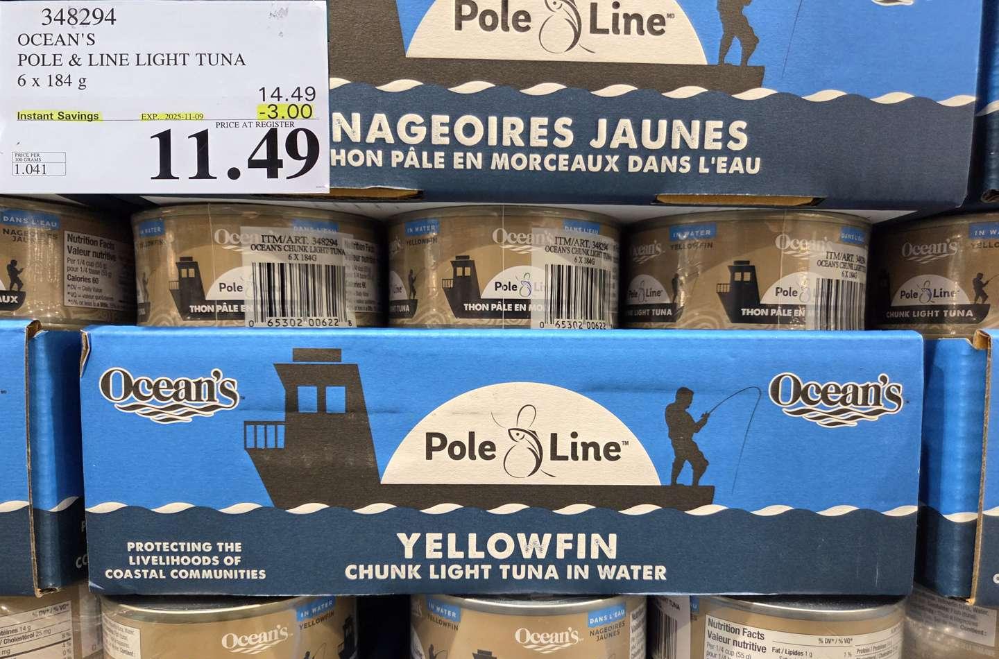 OCEAN'S POLE & LINE LIGHT TUNA 6 x 184 g at Costco