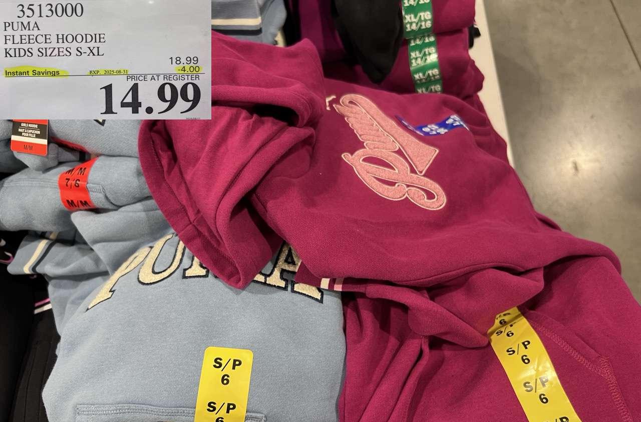 PUMA FLEECE HOODIE GIRLS SIZES S-XL at Costco