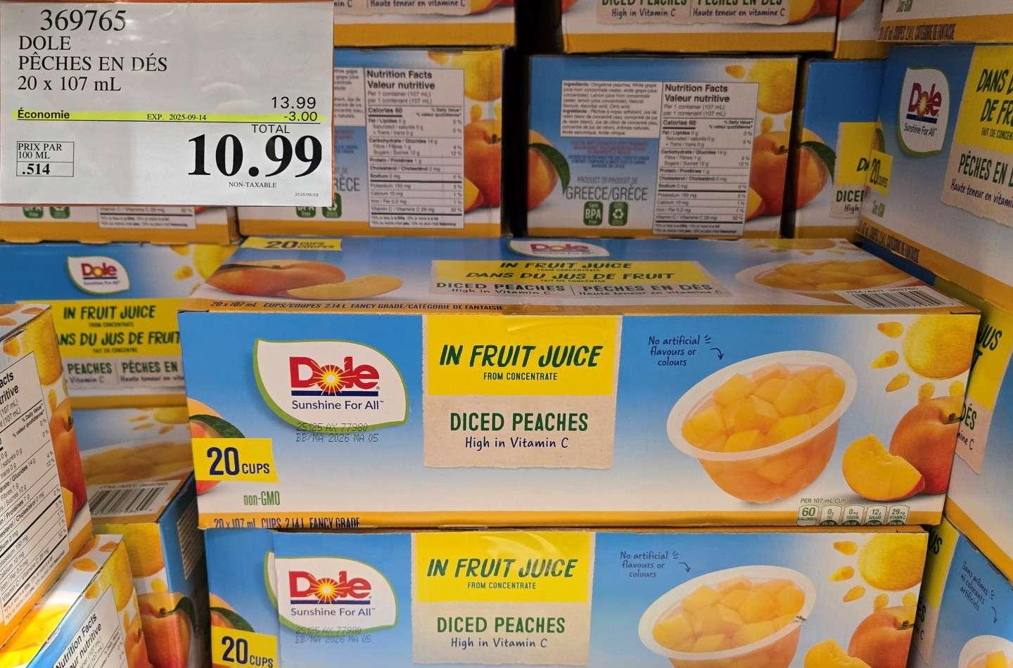 DOLE PECHES EN DES  20 x 107 mL at Costco