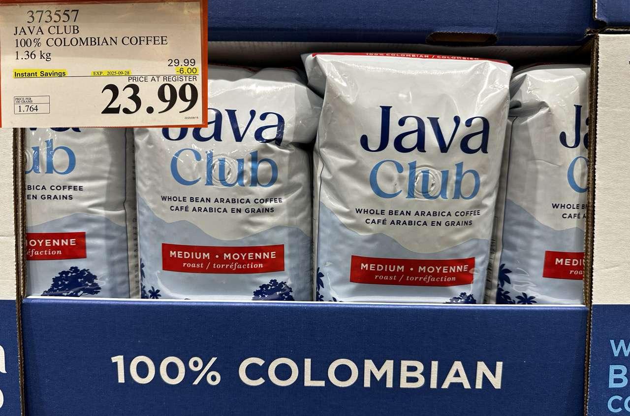 JAVA CLUB 100% COLOMBIAN COFFEE 1.36 kg at Costco