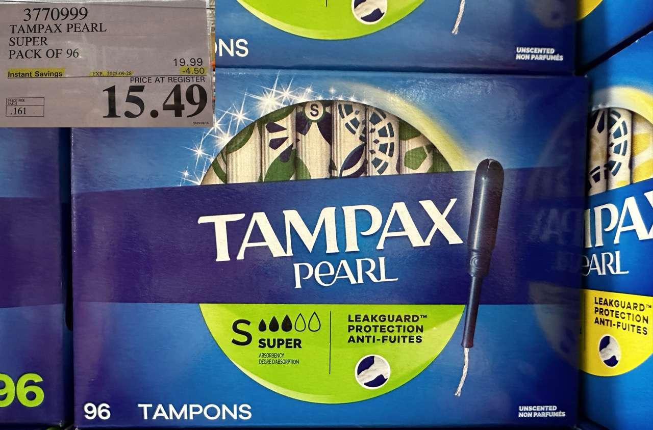 TAMPAX PEARL SUPER PACK OF 96 at Costco
