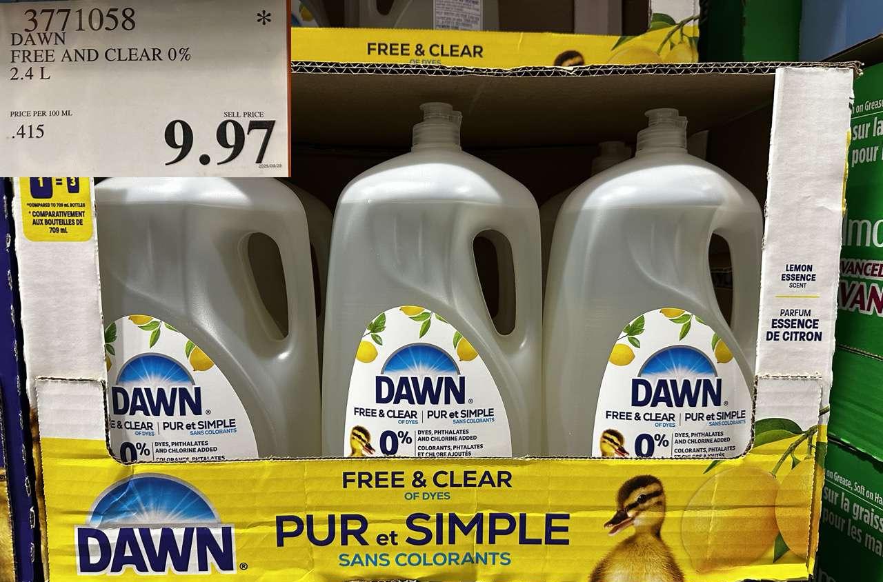 DAWN FREE AND CLEAR 0% 2.4L at Costco