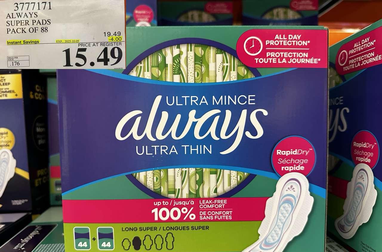 ALWAYS SUPER PADS PACK OF 88 at Costco