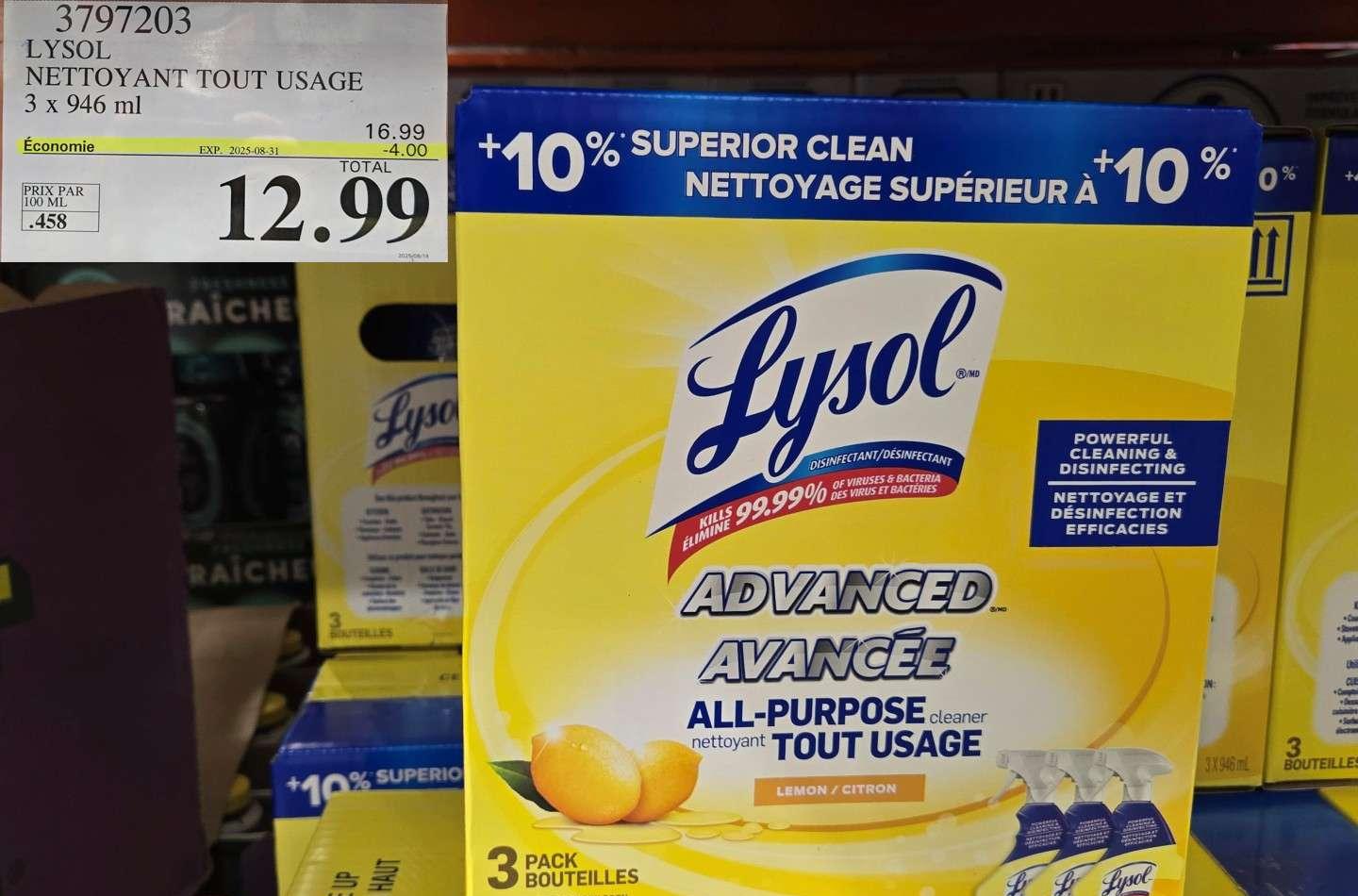 LYSOL NETTOYANT TOUT USAGE 3 X 946 ml at Costco