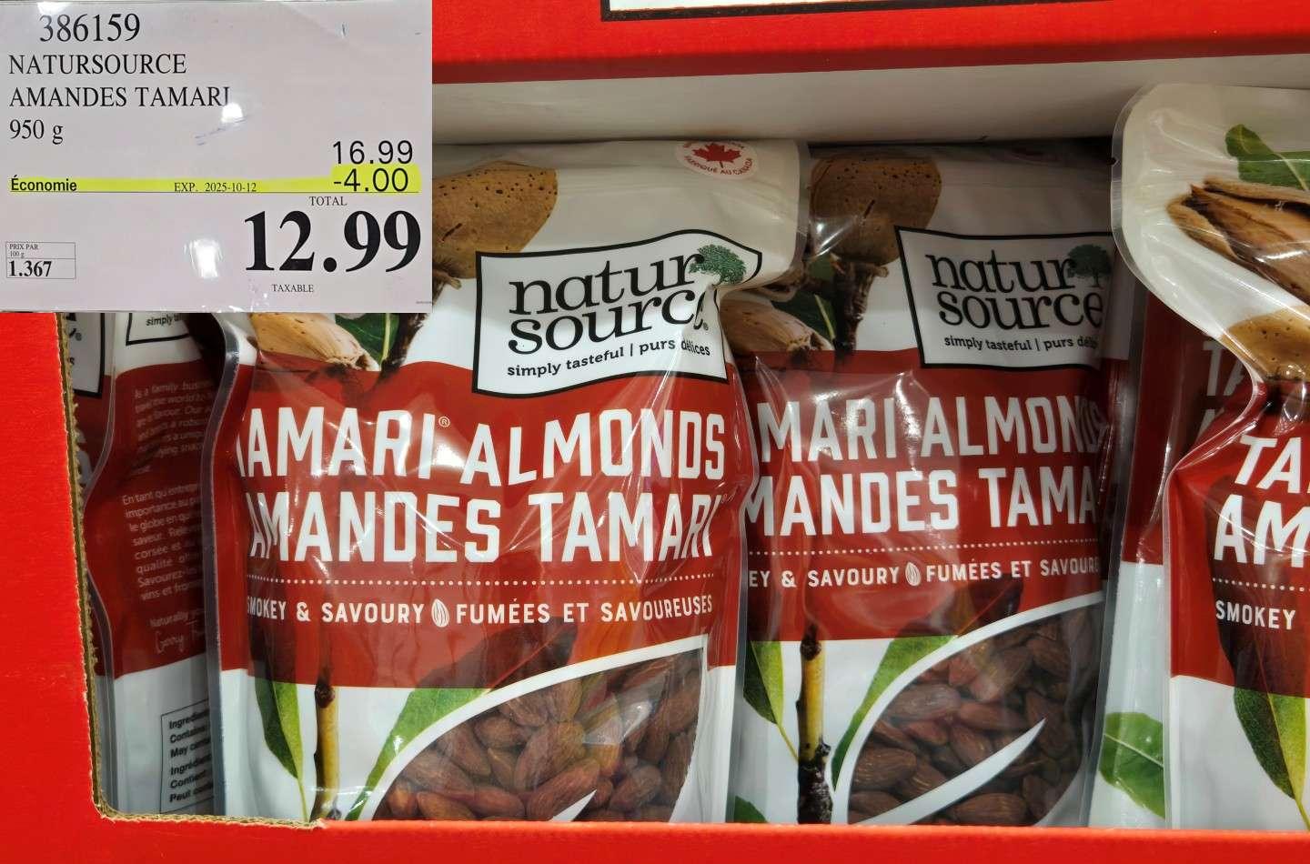 NATURSOURCE AMANDES TAMARI  950 g  PRIX PAR 100 g at Costco