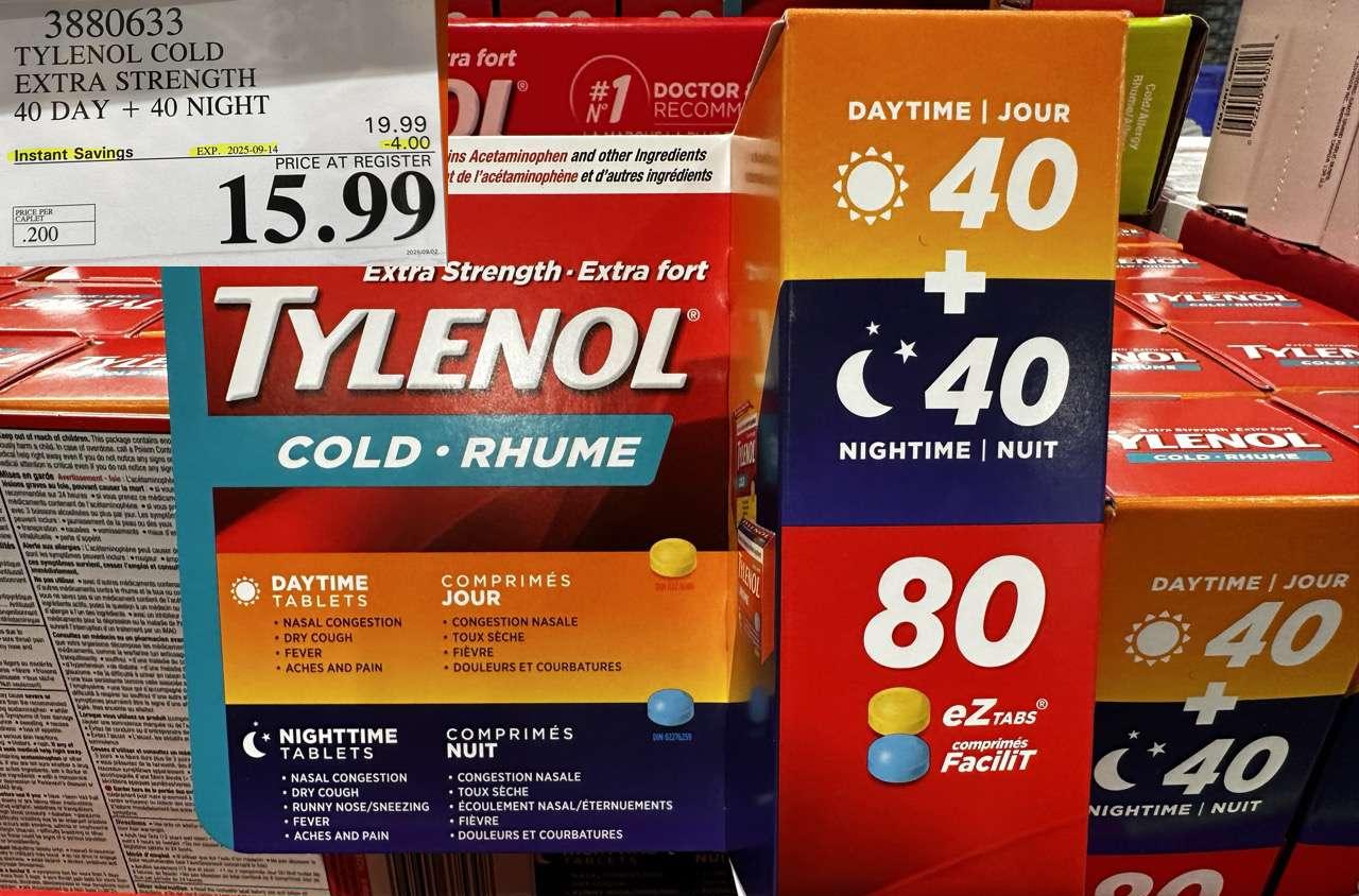 TYLENOL COLD EXTRA STRENGTH CAPLETS 40 DAYS + 40 NIGHTS - Costco Canada deal - Save $4.00 - Health and Beauty
