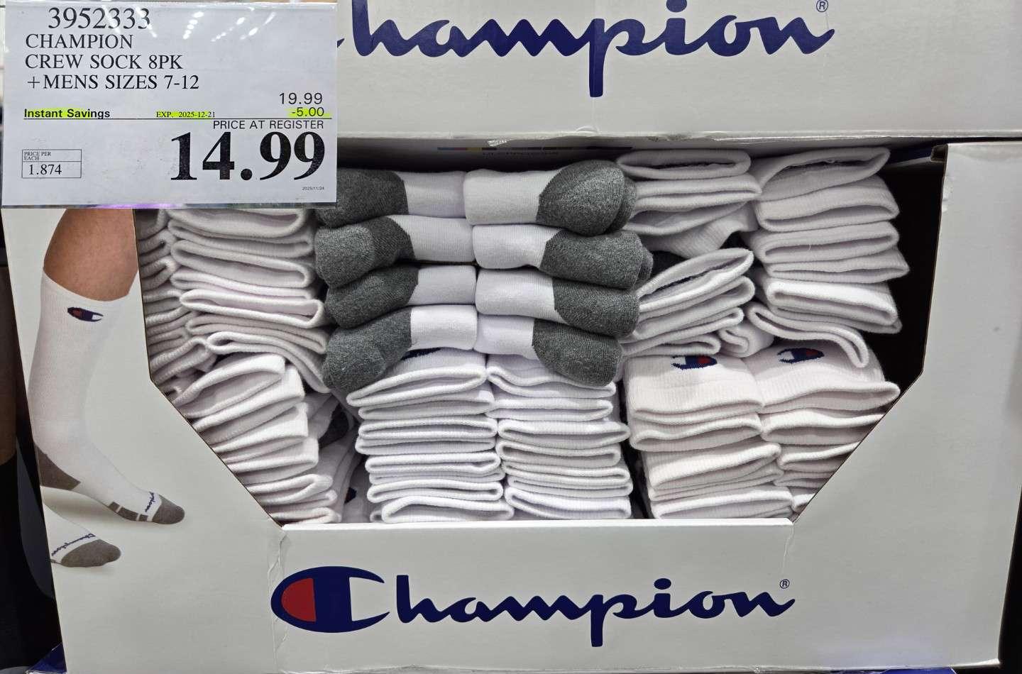 CHAMPION CREW SOCK 8PK MENS SIZES 7-12 Pics - Costco Canada deal - Save $5.00 - Clothing and Accessories