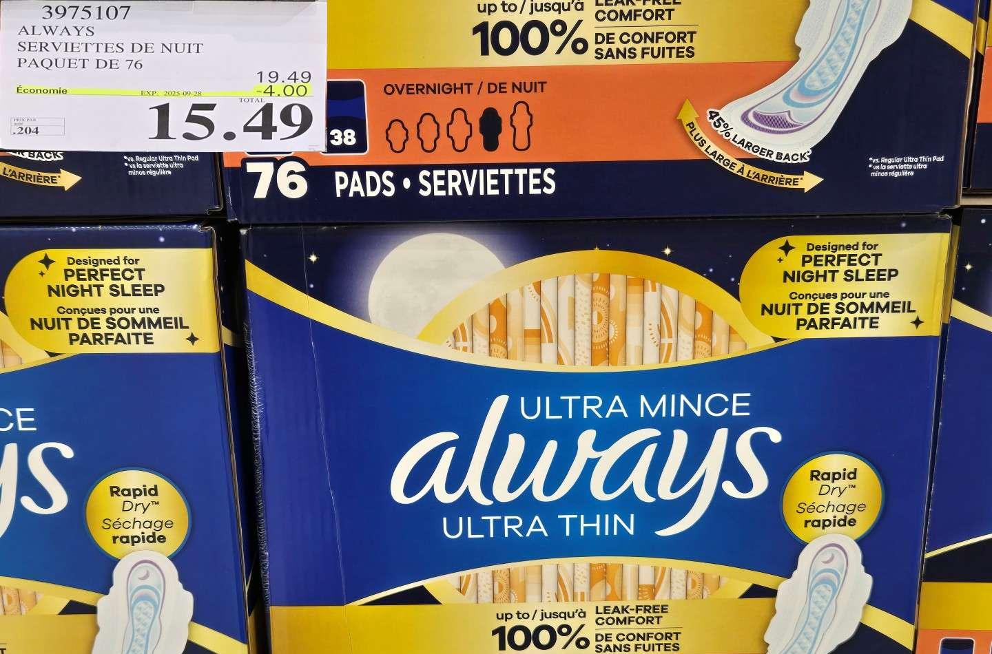 ALWAYS SERVIETTES DE NUIT PAQUET DE 76 at Costco