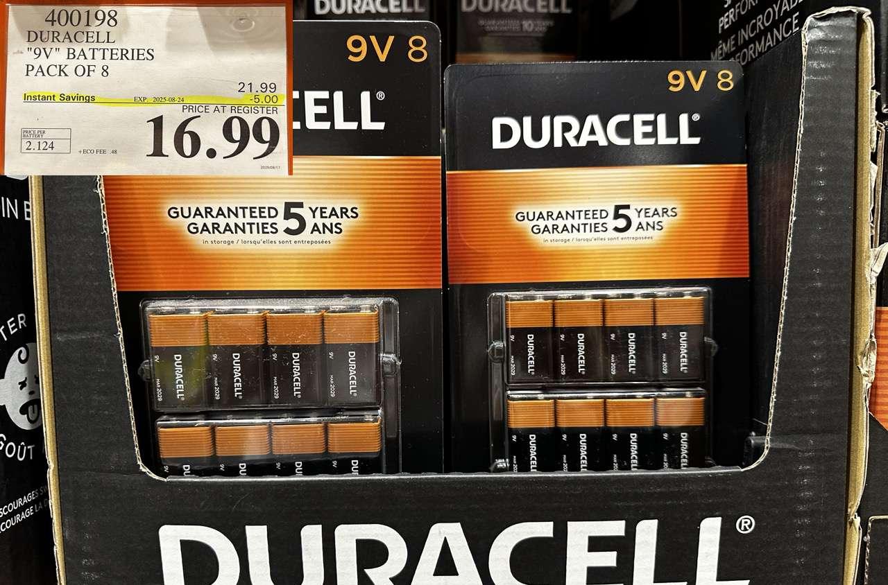 DURACELL "9V" BATTERIES PACK OF 8 at Costco