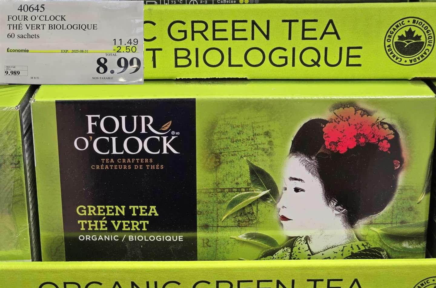 FOUR O'CLOCK THE VERT BIOLOGIQUE 60 sachets at Costco