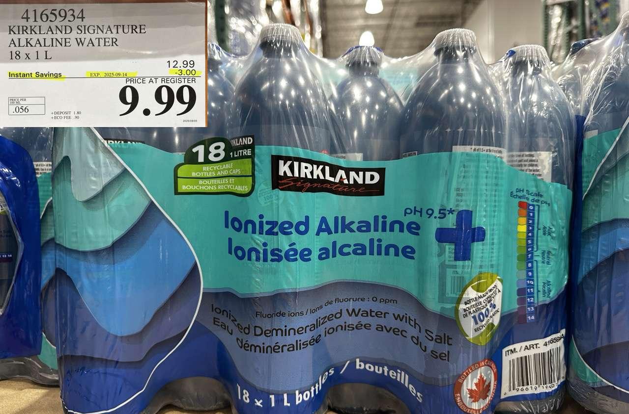 KIRKLAND SIGNATURE ALKALINE WATER 18 X 1L - Costco Canada deal - Save $3.00 - Food & Beverage