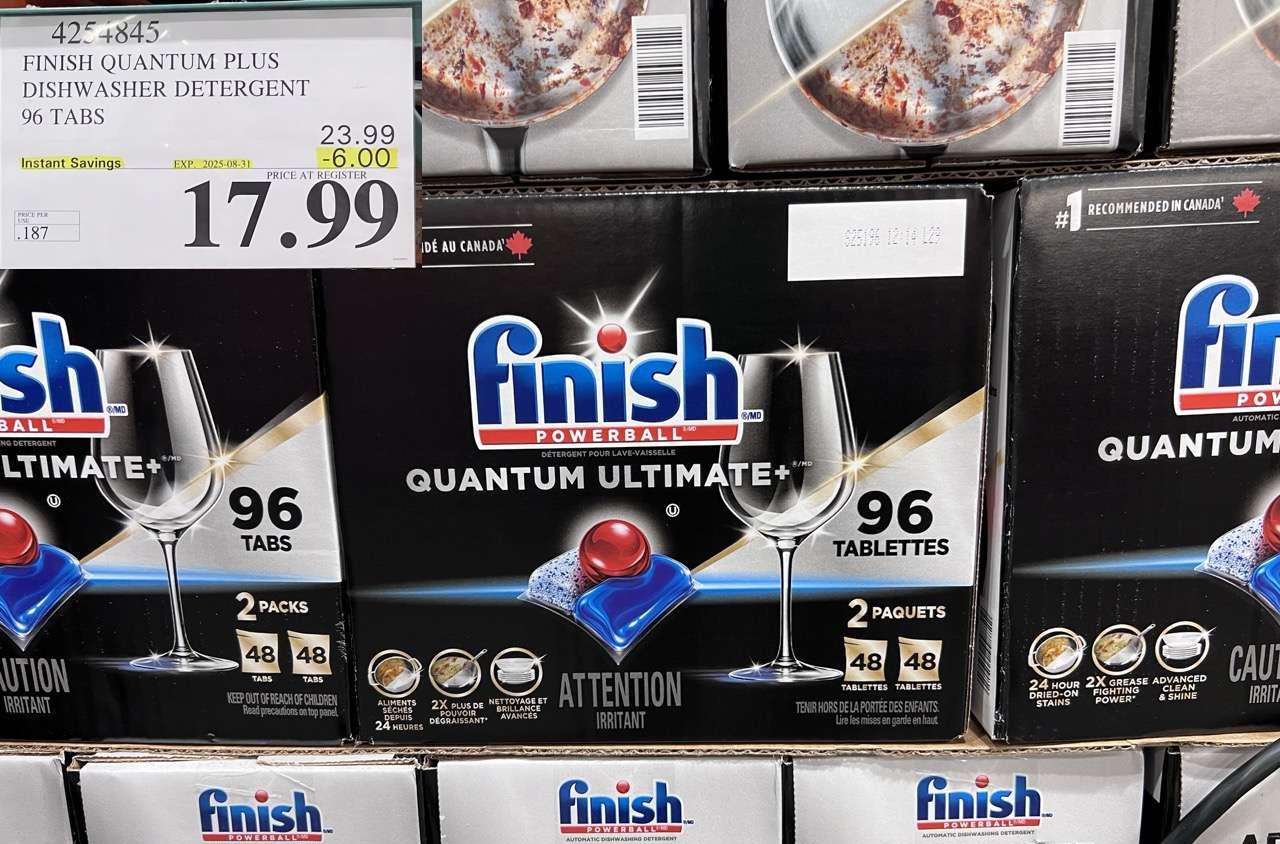 FINISH QUANTUM PLUS DISHWASHER DETERGENT 96 TABS at Costco