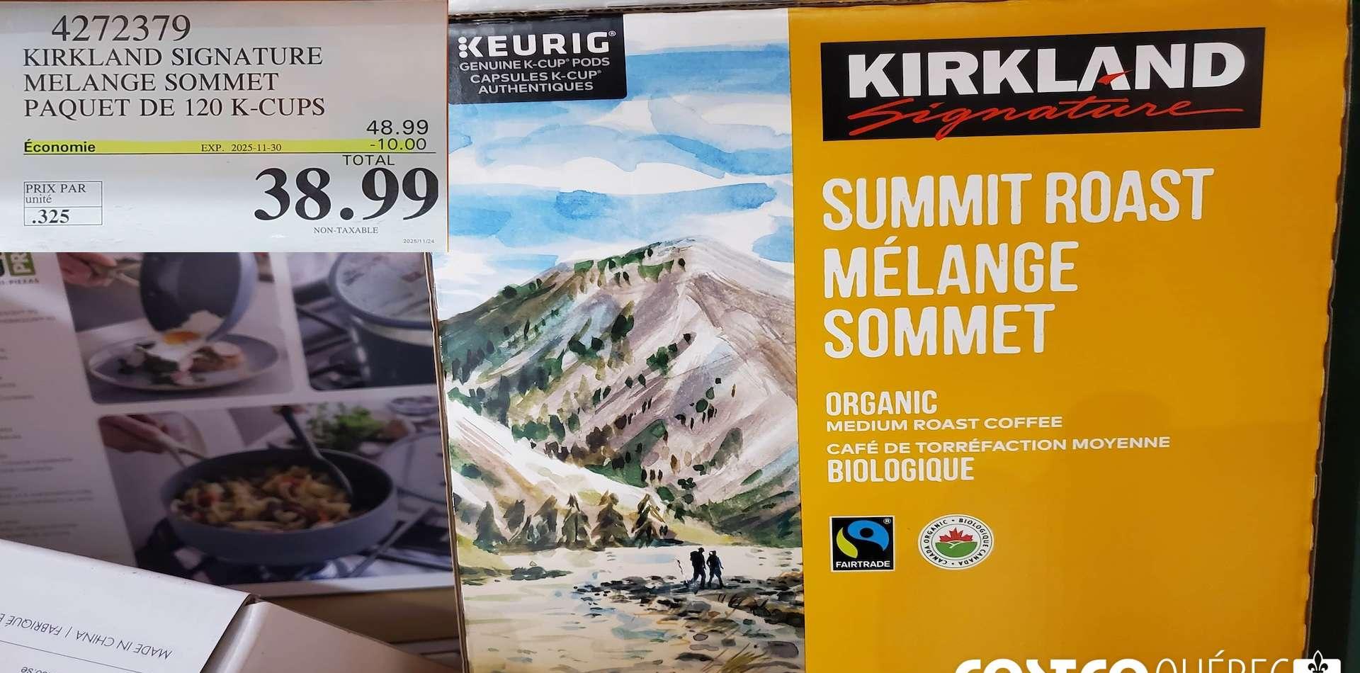 KIRKLAND SIGNATURE TORREFACTION MOYEN SOMMET  PAQUET DE 120 at Costco