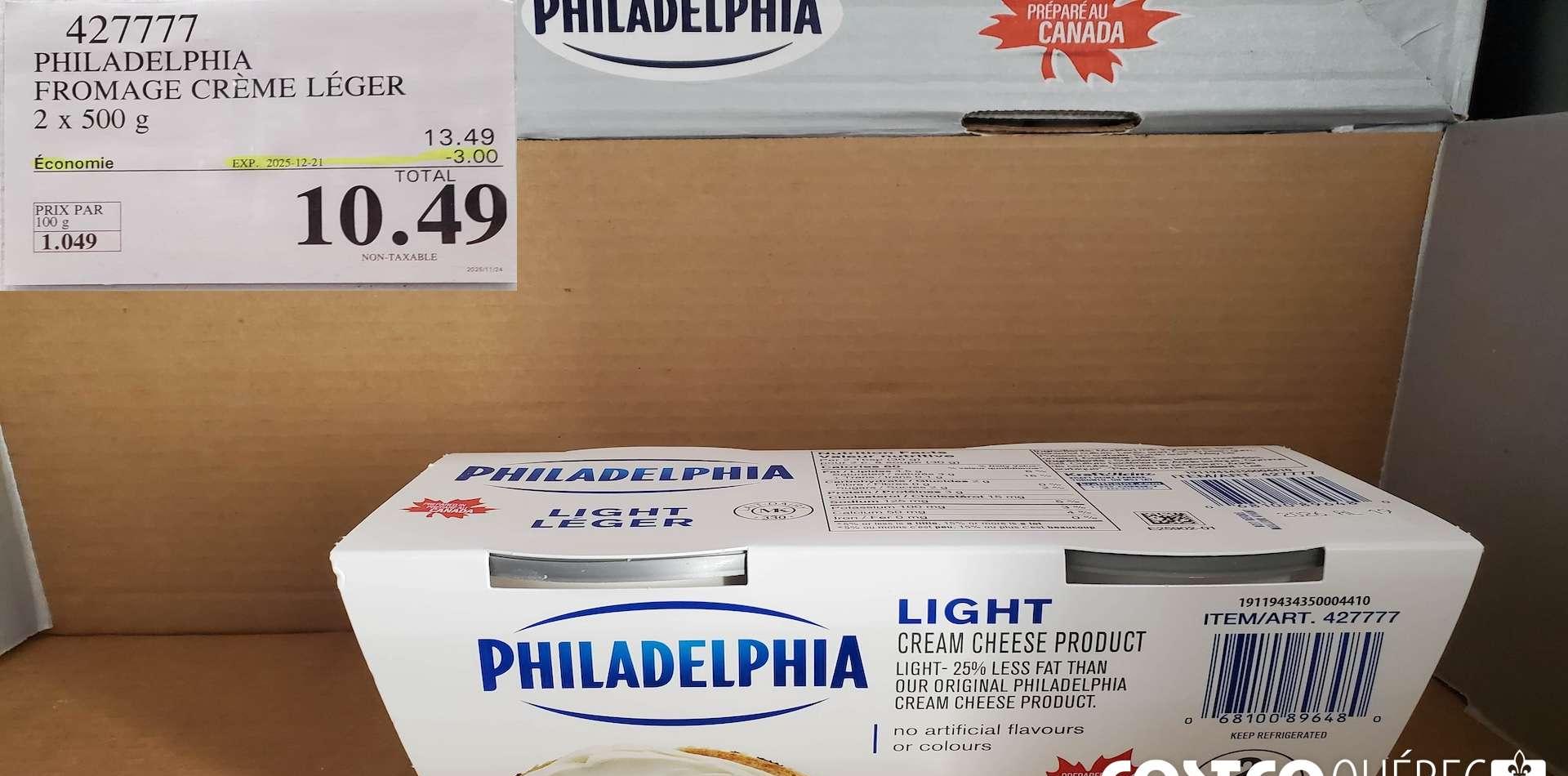 PHILADELPHIA FROMAGE CREME LEGER 2 x 500 g at Costco