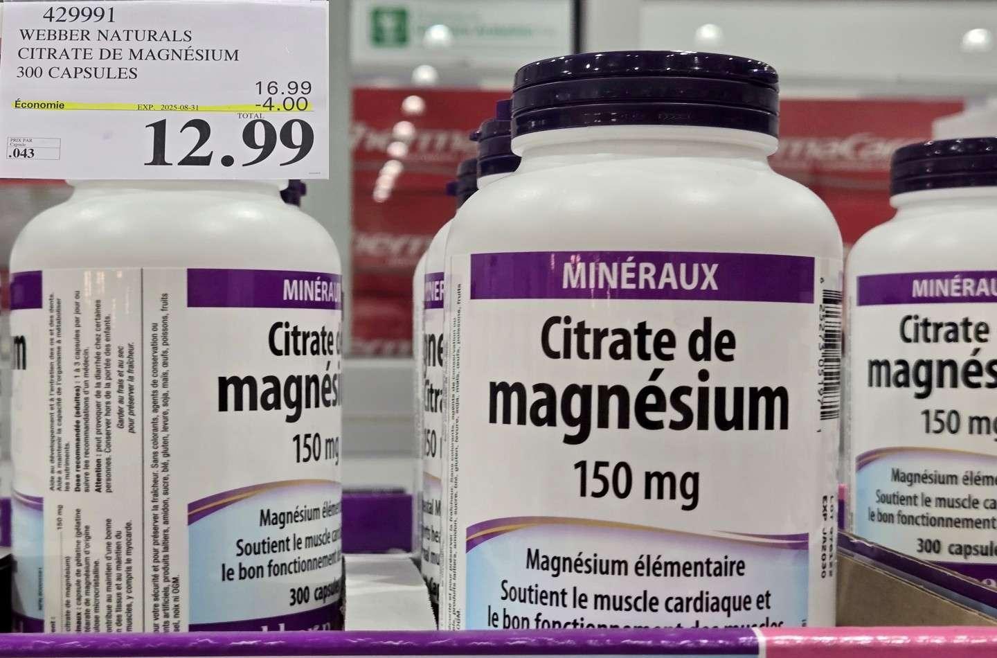 WEBBER NATURALS CITRATE DE MAGNESIUM  300 CAPSULES at Costco