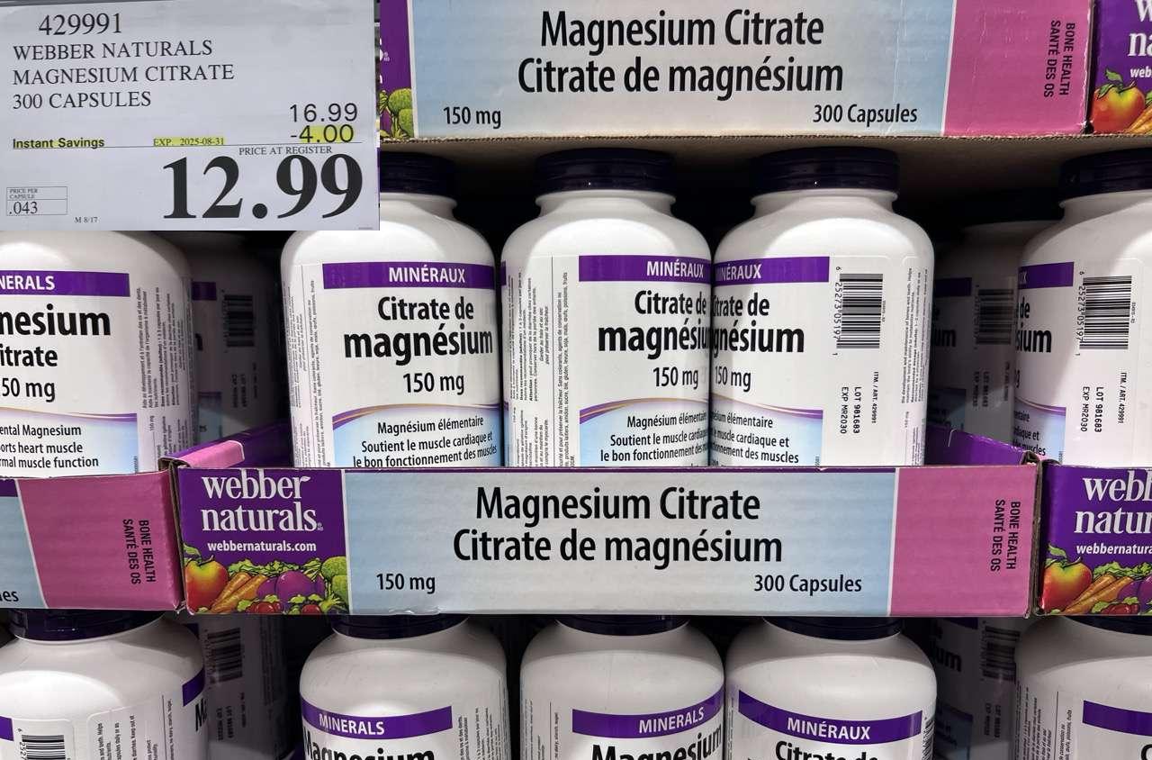 WEBBER NATURALS MAGNESIUM CITRATE 300 CAPSULES at Costco