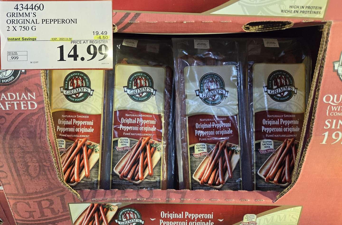 GRIMM'S NATURAL FRESH PEPPERONI 2 x 750 g - Costco Canada deal - Save $4.50 - Food & Beverage