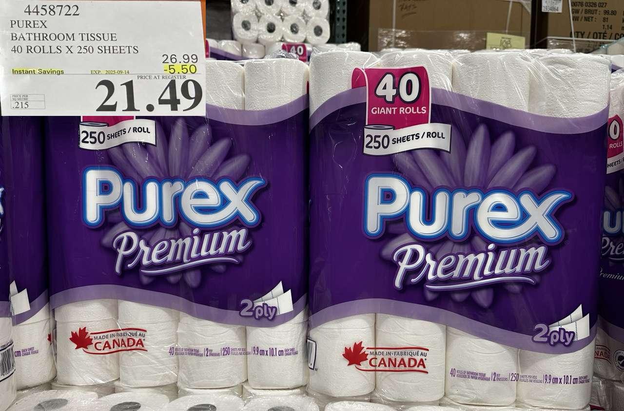 PUREX BATHROOM TISSUE 40 ROLLS X 250 SHEETS - Costco Canada deal - Save $5.50 - Household Essentials