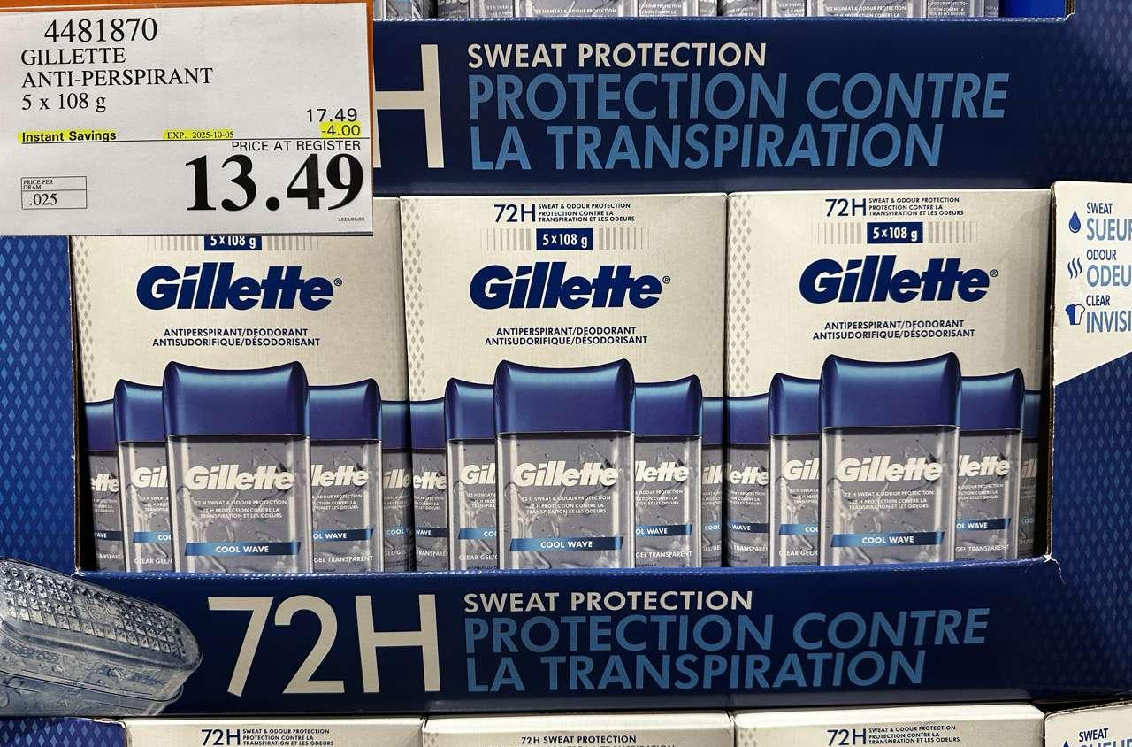GILLETTE ANTI-PERSPIRANT 5 x 108 g at Costco