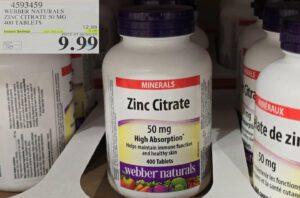 WEBBER NATURALS ZINC CITRATE 50MG 400 TABLETS - Costco Canada deal - Save $3.00 - Health and Beauty