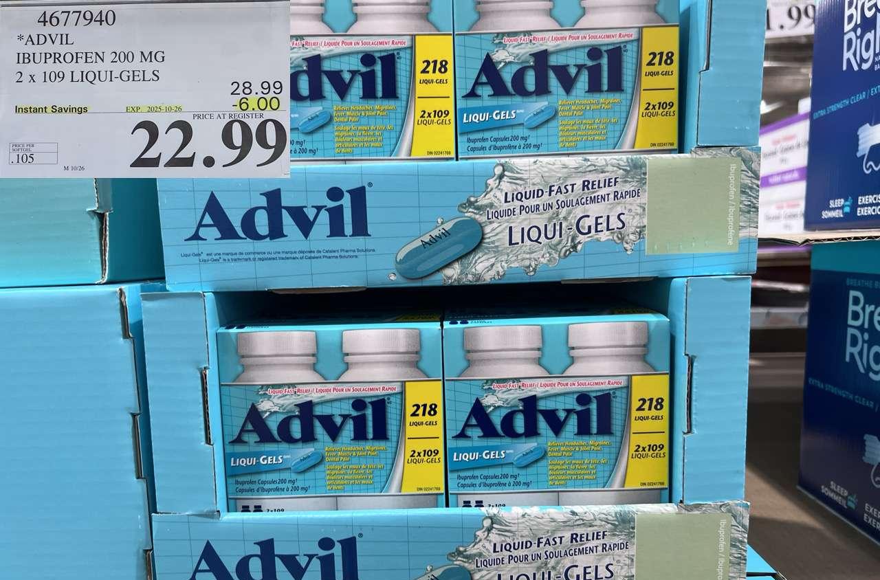 ADVIL IBUPROFEN 200MG  2 X 109 LIQUI-GELS - Costco Canada deal - Save $6.00 - Health and Beauty