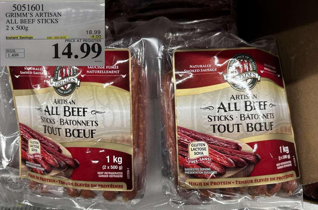 GRIMM'S ARTISAN ALL BEEF STICKS 2 x 500g at Costco