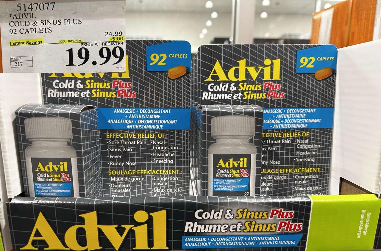 ADVIL COLD & SINUS PLUS 92 CAPLETS at Costco