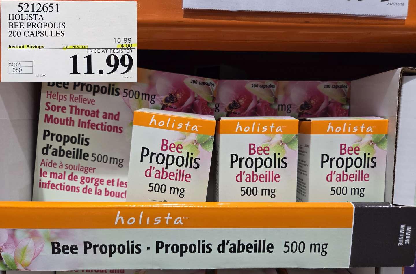 HOLISTA BEE PROPOLIS 200 CAPSULES at Costco