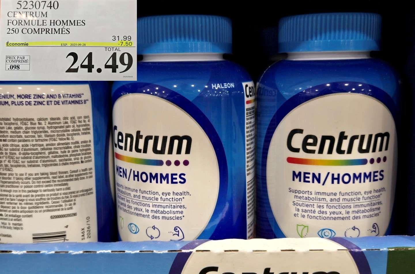 CENTRUM HOMMES 250 COMPRIMES at Costco