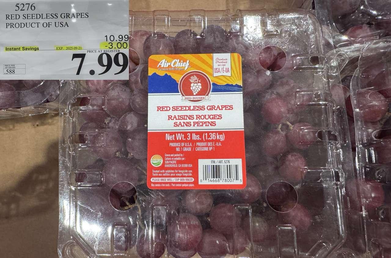 RED SEEDLESS GRAPES PRODUCT OF PERU at Costco