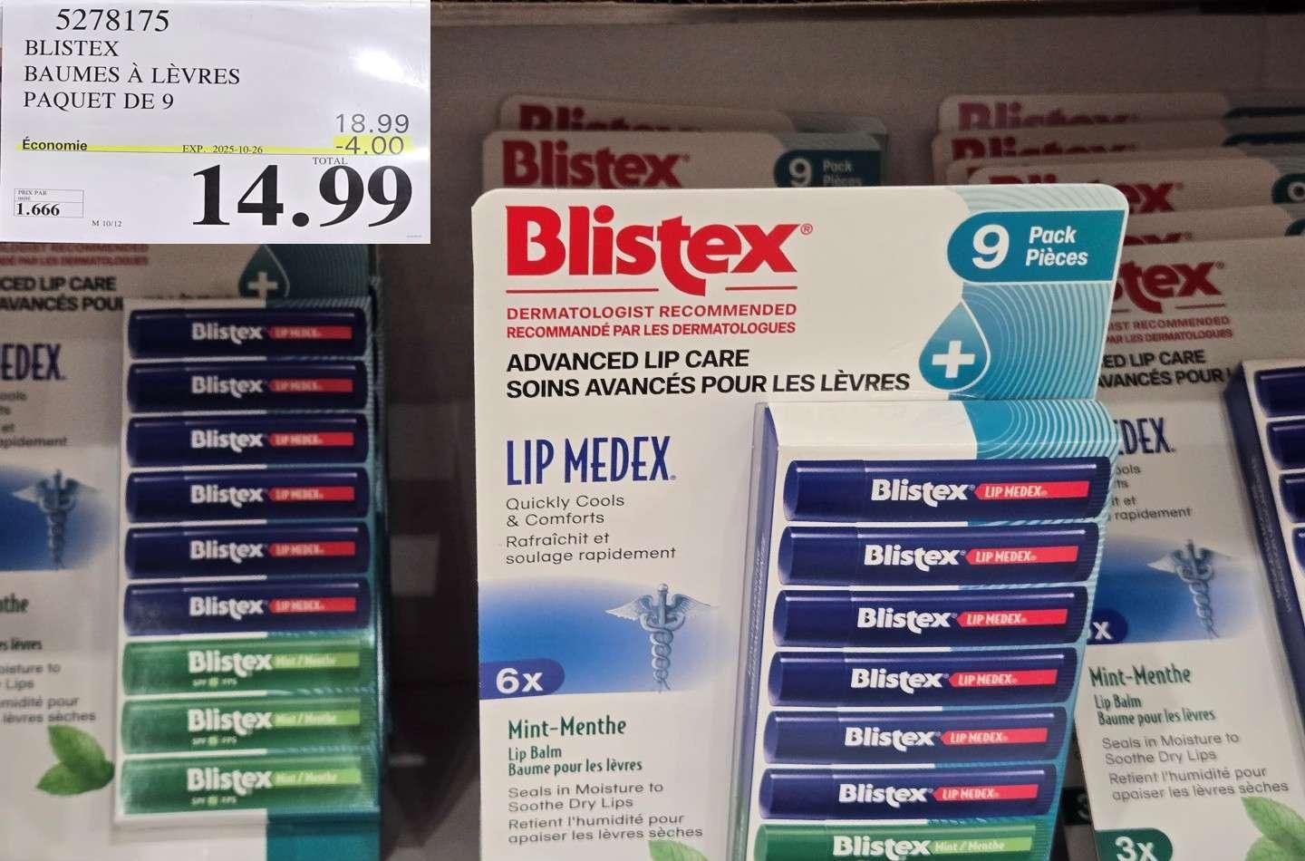 BLISTEX  BAUMES A LEVRES  Paquet de 9 at Costco