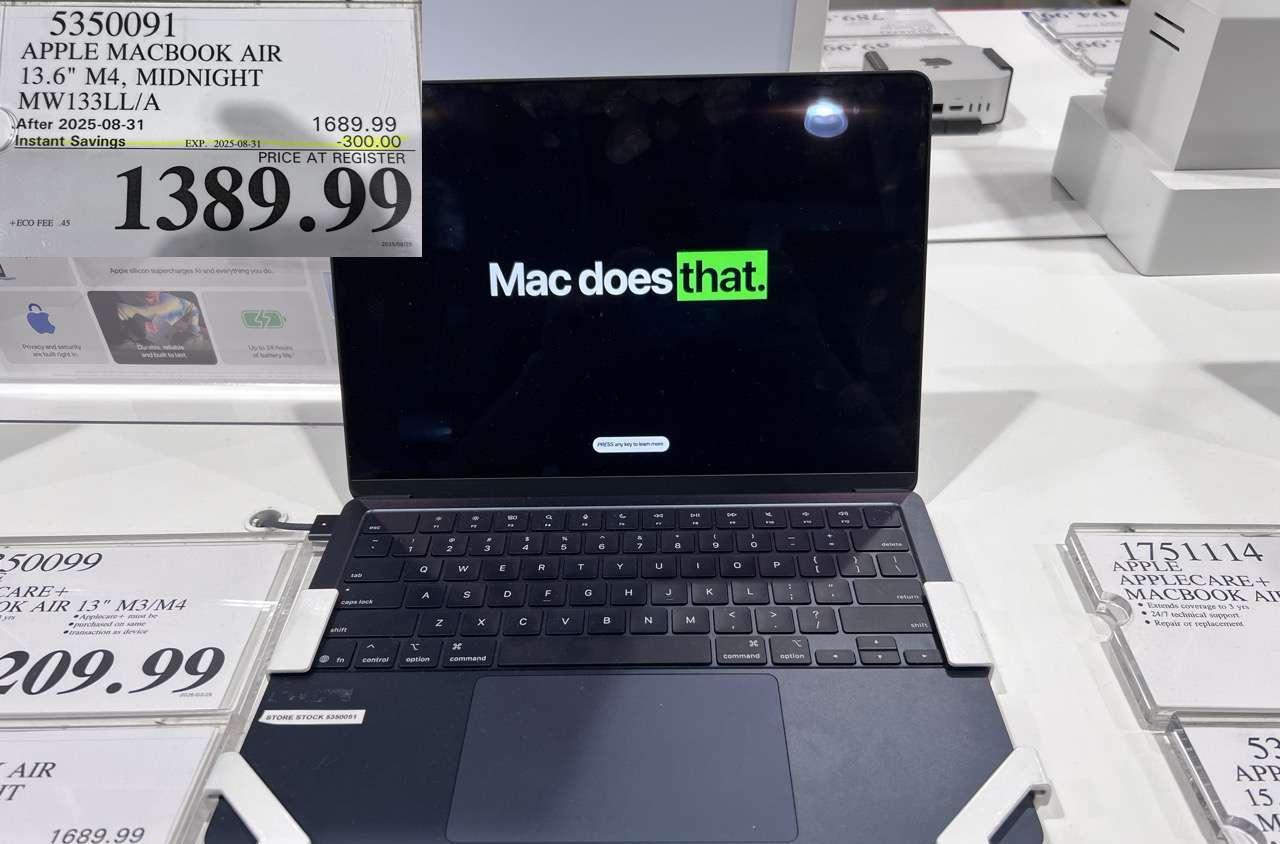 APPLE MACBOOK AIR 13.6" M4 MIDNIGHT on sale at Costco