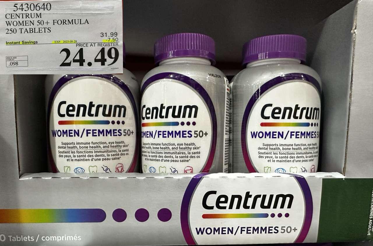 CENTRUM WOMEN 50+  250 TABLET - Costco Canada deal - Save $7.50 - Health and Beauty